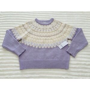 DESIGN HISTORY Womens Fairisle Crew neck Sweater Soft Plush Lavender MSRP $168 M